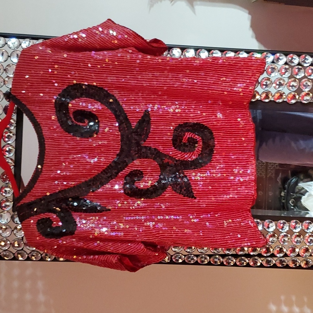 Jlb Red And Black Sequin Top, L - image 2